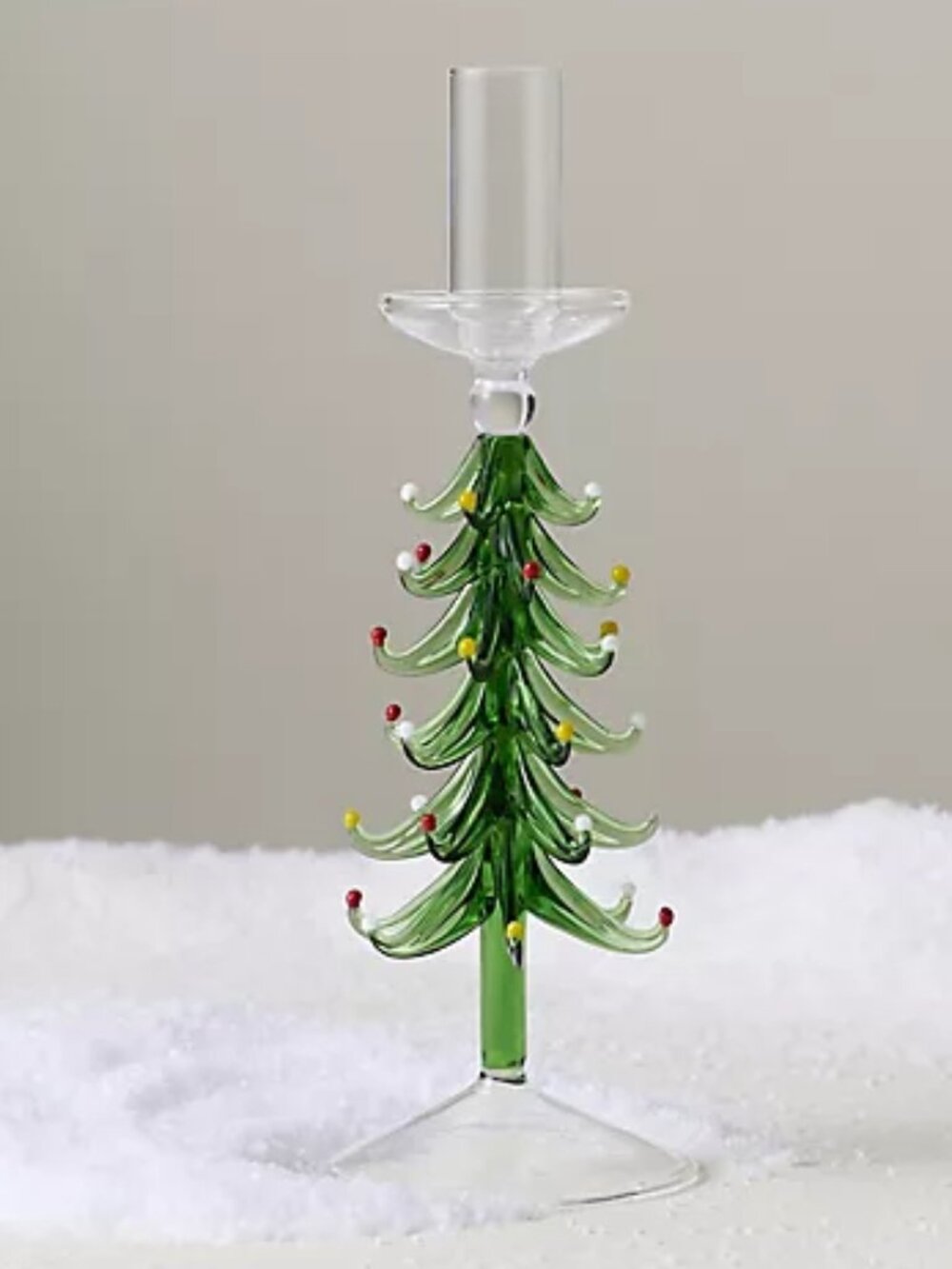 Anthropologie Yuletide Large Green Holiday Christmas Tree Glass Candleholder NEW - Picture 4 of 6